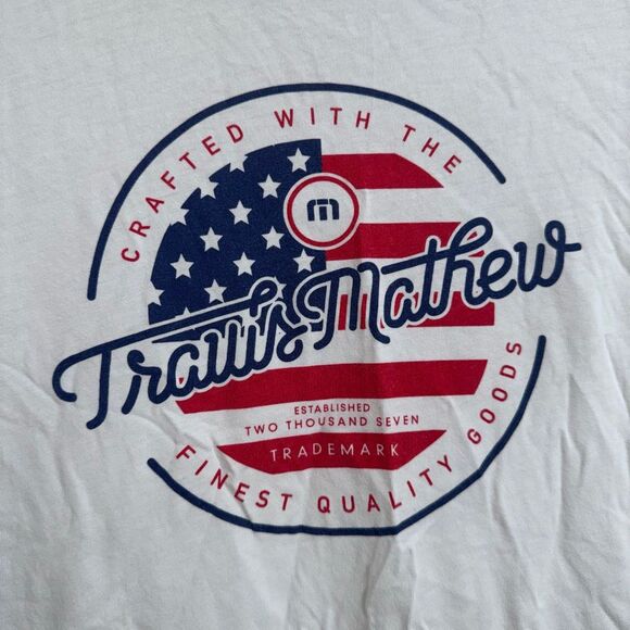 TravisMathew White Born On The Fourth Red Blue Graphic T Shirt Large - Picture 3 of 6